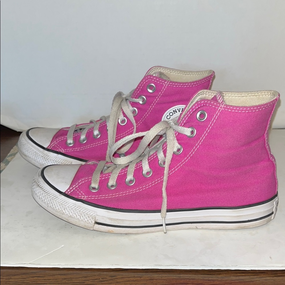 Converse Pink and White High-Top Sneakers